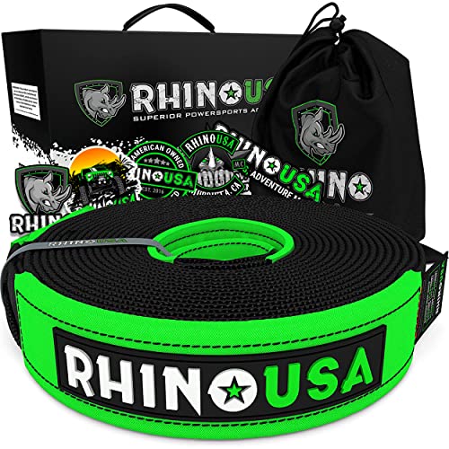 Rhino USA Recovery Tow Strap (3" x 20') Lab Tested 31,518lb Break Strength - Heavy Duty Offroad Straps with Triple Reinforced Loop Ends to Ensure Peace of Mind - Emergency 4x4 Off Road Towing Rope